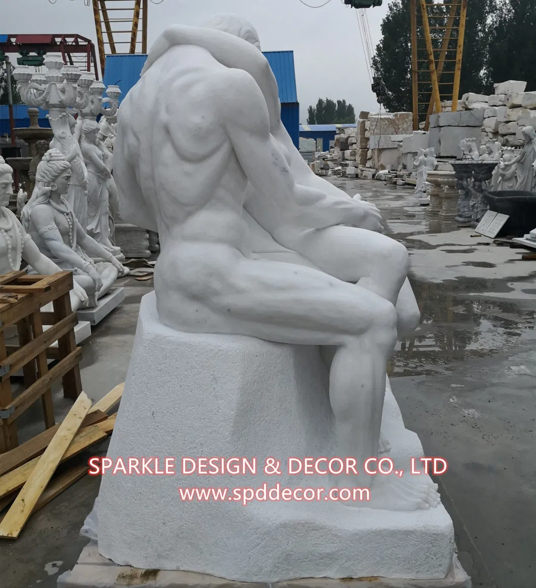 Manufacturer Carving White Hugging Couple Figure Sculpture Marble Statues for Sale