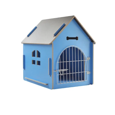 犬小屋屋外猫の巣ペットハウス犬小屋ホット販売取り外し可能な木製高級木製ファッション動物の家ドア付き