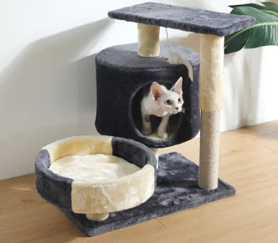 カスタマイズされたぬいぐるみペットコンドミニアムサイザル木製スクラッチャー家具猫ツリーハウス