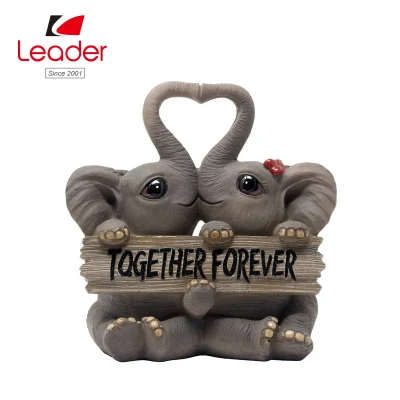 愛する象のカップルの置物装飾彫像